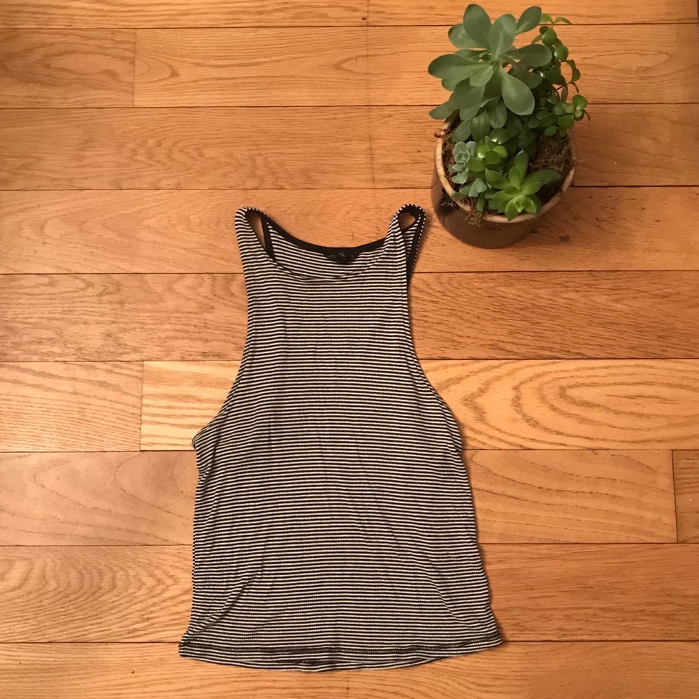 Striped High Neck Crop Top